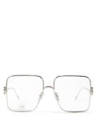 Loewe - Oversized Square Metal Glasses - Womens - Silver