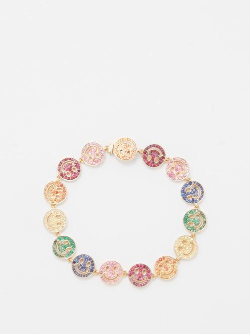 Sydney Evan - Happy Face Sapphire, Ruby & 14kt Gold Bracelet - Womens - Multi
