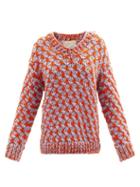 Saunders - Camille V-neck Merino Sweater - Womens - Orange Multi