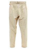 Matchesfashion.com Maison Margiela - Belted Distressed Striped Cotton Trousers - Mens - White