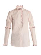 See By Chloé Ruffle-trimmed Striped Cotton Shirt