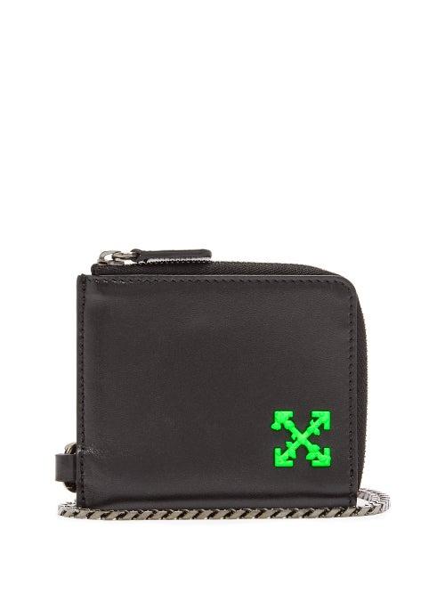 Matchesfashion.com Off-white - Logo Leather Chain Wallet - Mens - Black