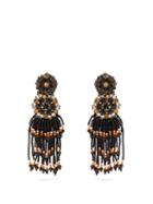 Matchesfashion.com Etro - Crystal And Bead Tassel Clip Earrings - Womens - Black