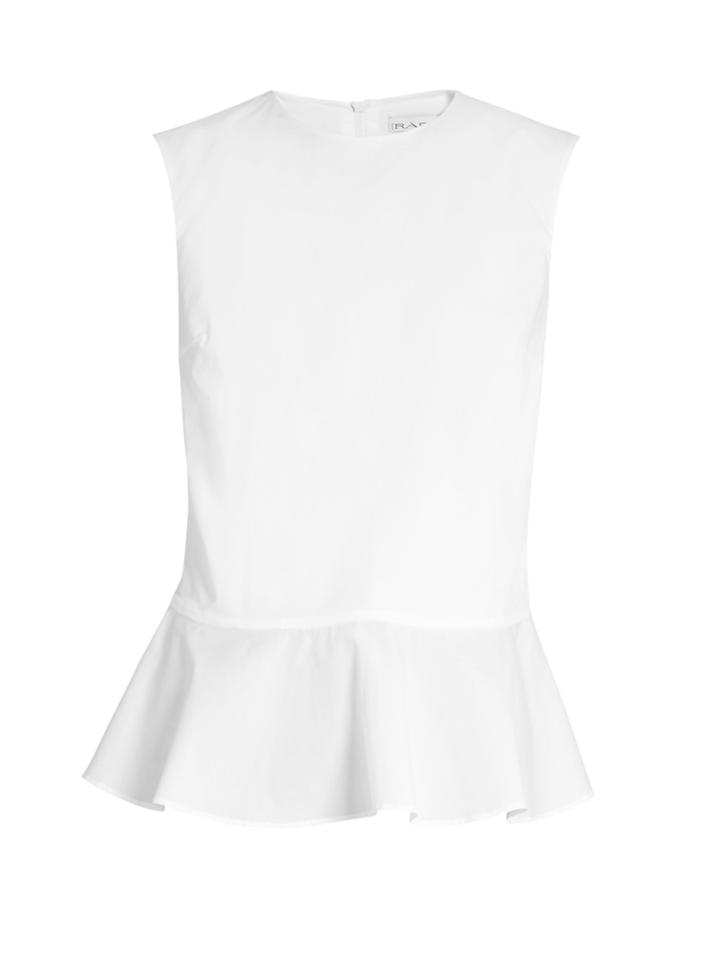 Raey Ruffled-hem Stretch-cotton-blend Top