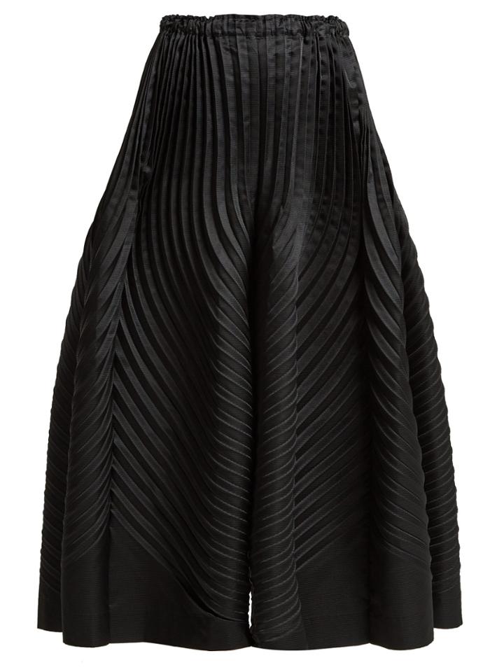 Issey Miyake Pleated Satin Wide-leg Trousers