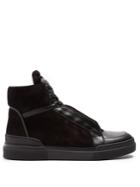 Balmain Lace-up Leather And Suede High-top Trainers