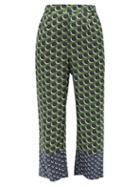 Matchesfashion.com Biyan - Pomelo Polka-dot Silk-twill Trousers - Womens - Green Multi