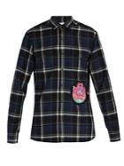 Valentino Sequinned Flamingo-patch Plaid Shirt