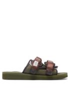 Suicoke - Moto-mab Suede And Nylon Slides - Mens - Olive Green