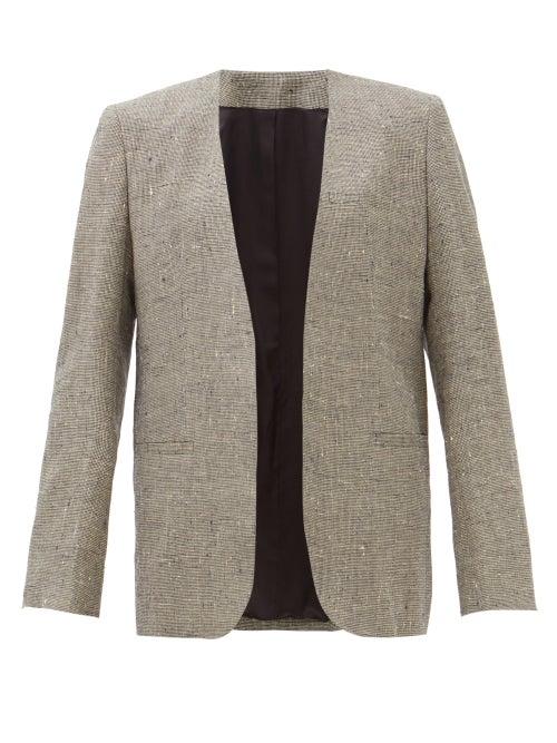 Totme - Houndstooth-check Slubbed-twill Suit Jacket - Womens - Grey