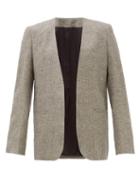 Totme - Houndstooth-check Slubbed-twill Suit Jacket - Womens - Grey