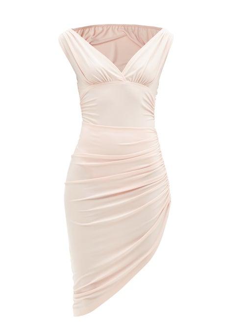 Norma Kamali - Tara Ruched Jersey Dress - Womens - Light Pink