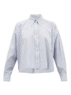 Matchesfashion.com Isabel Marant - Macao Striped Slubbed Cotton-poplin Shirt - Womens - Light Blue