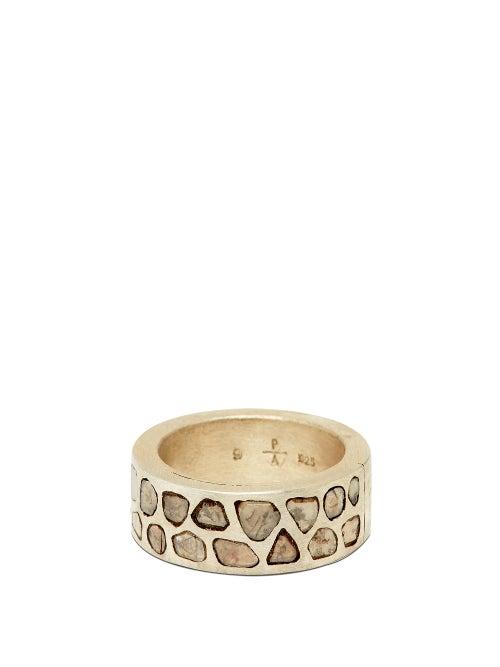 Matchesfashion.com Parts Of Four - Sistema Sterling Silver Rough Pav Ring - Mens - Gold