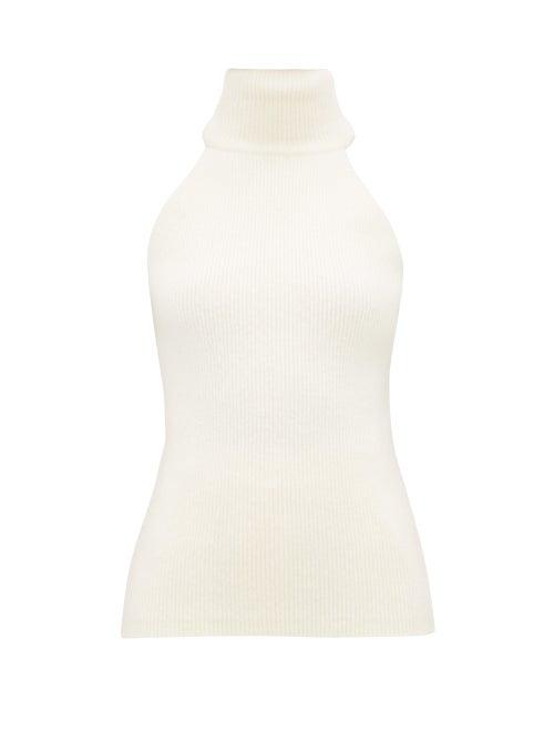 Matchesfashion.com Jacquemus - Baho Rib Knit Halterneck Wool Blend Sweater - Womens - Ivory