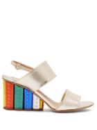 Matchesfashion.com Salvatore Ferragamo - Gavi Rainbow Heeled Wedge Sandals - Womens - Gold Multi