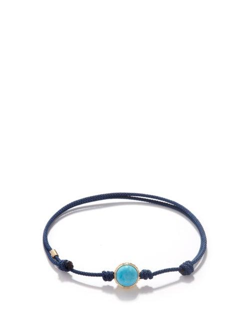 Luis Morais - Turquoise & 14kt Gold Corded Bracelet - Mens - Navy