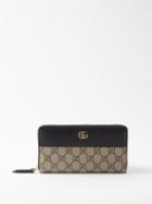 Gucci - Petite Marmont Gg-supreme Canvas & Leather Wallet - Womens - Black Beige