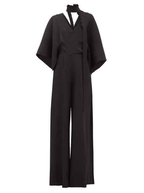 Matchesfashion.com Roland Mouret - Barnim Rippled Pliss Jumpsuit - Womens - Black