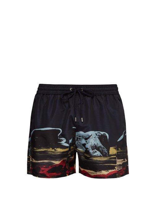 Matchesfashion.com Paul Smith - Landscape Print Swim Shorts - Mens - Navy Multi