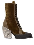 Matchesfashion.com Chlo - Rylee Embellished Heel Velvet Ankle Boots - Womens - Khaki