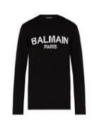 Matchesfashion.com Balmain - Logo Print Wool Sweater - Mens - Black White
