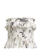 Matchesfashion.com Sir - Marele Smocked Floral Print Linen Top - Womens - White Multi
