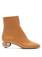 Matchesfashion.com Gray Matters - Egg Heel Leather Ankle Boots - Womens - Tan