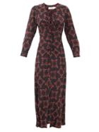 Matchesfashion.com Cefinn - Ophelia Floral-print Silk-twill Midi Dress - Womens - Black Red