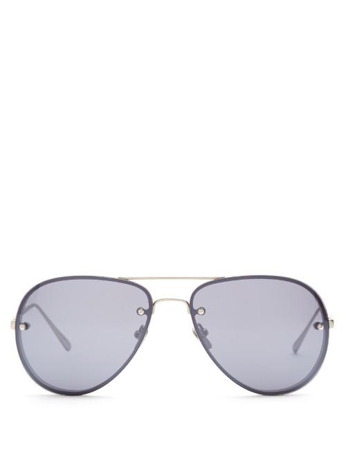 Linda Farrow White-gold Plated Aviator Sunglasses