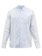 Mens Rtw Jw Anderson - Logo-embroidered Striped Poplin Shirt - Mens - Blue