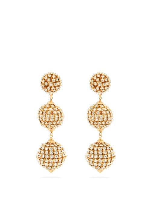 Matchesfashion.com Saint Laurent - Crystal-embellished Drop Clip Earrings - Womens - Crystal