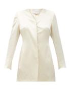 Matchesfashion.com La Collection - Asteria Longline Silk-satin Suit Jacket - Womens - Ivory