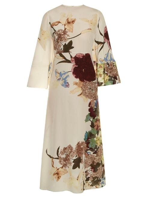 Valentino Kimono 1997-print Crepe De Chine Midi Dress