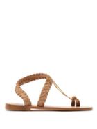 Matchesfashion.com Lvaro - Angela Chain Plaited Suede Sandals - Womens - Tan