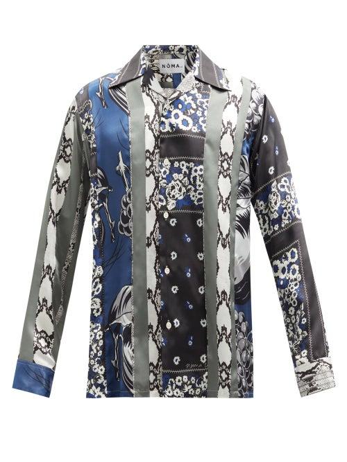 Matchesfashion.com Noma T.d. - Patchwork Floral-print Satin Shirt - Mens - Black Multi