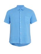 120 Lino Short-sleeved Point-collar Linen Shirt