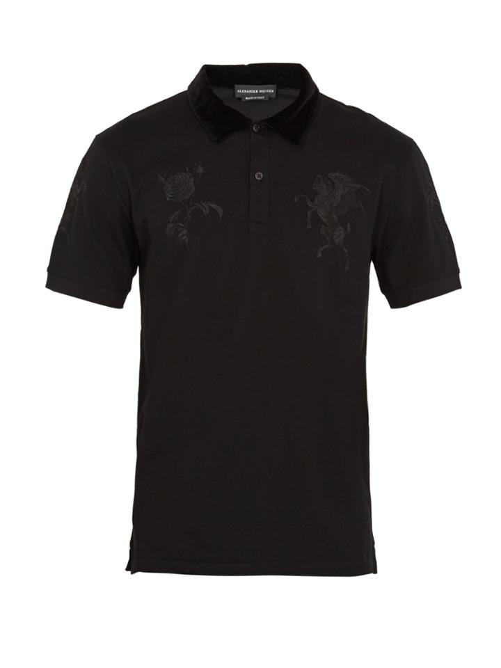 Alexander Mcqueen Embroidered Cotton Polo Shirt