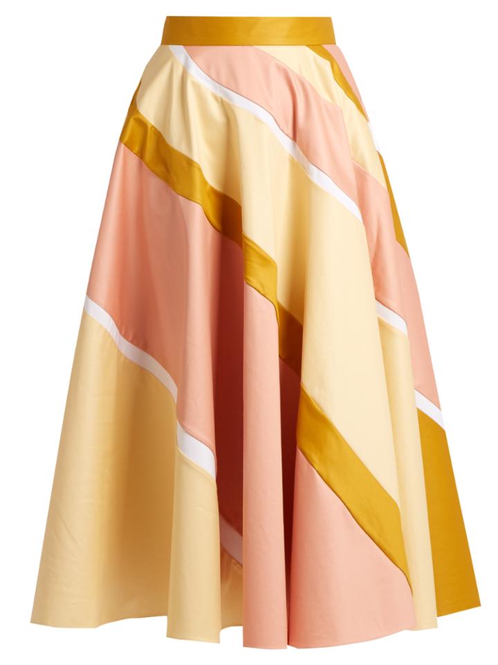 Roksanda Striped Cotton-blend A-line Skirt