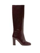 Matchesfashion.com Aquazzura - Brera Crocodile Effect Leather Knee High Boots - Womens - Burgundy