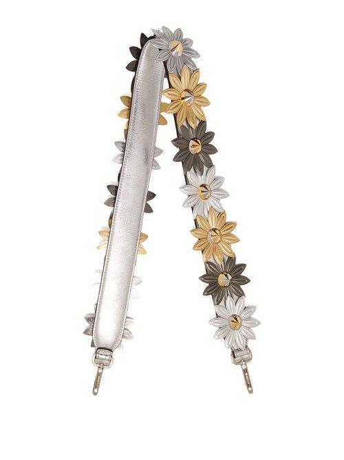 Matchesfashion.com Fendi - Strap You Flower Embellished Leather Bag Strap - Womens - Gold Multi