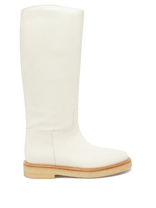 Legres - 30 Leather Knee-high Boots - Womens - Ivory