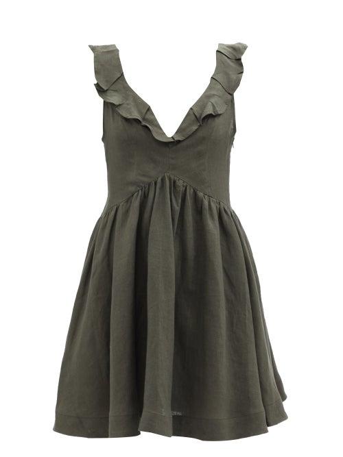 Casa Raki - Damasia Organic-linen Sun Dress - Womens - Khaki