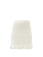 Matchesfashion.com Bottega Veneta - Fringed-hem Cotton-blend Knitted Mini Skirt - Womens - Cream