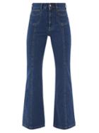 See By Chlo - Striped High-rise Flared-leg Jeans - Womens - Mid Denim