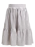 Wiggy Kit Striped Cotton And Linen-blend Skirt