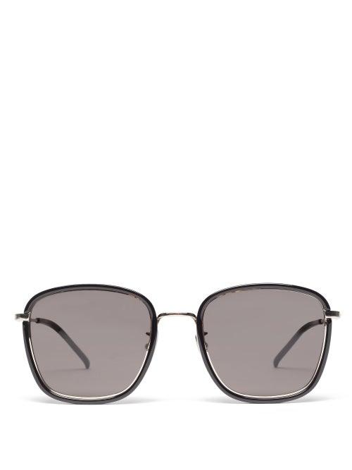 Matchesfashion.com Saint Laurent - Square Acetate And Metal Sunglasses - Womens - Black