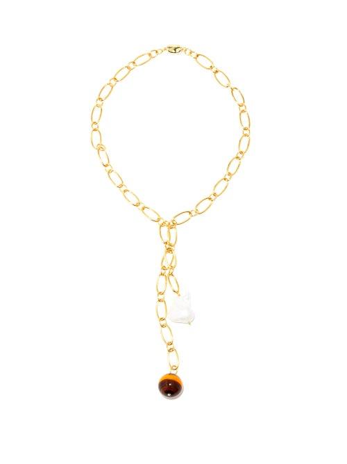 Matchesfashion.com Timeless Pearly - Pearl & Gold-plated Lariat Necklace - Womens - Gold Multi