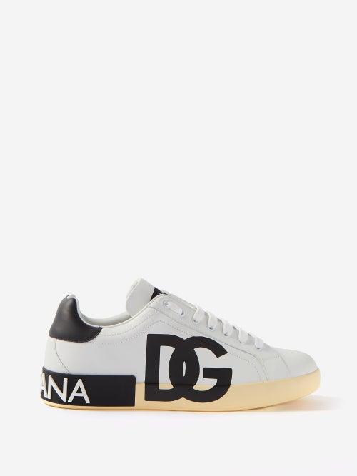 Dolce & Gabbana - Portofino Dg-logo Leather Trainers - Mens - White Black