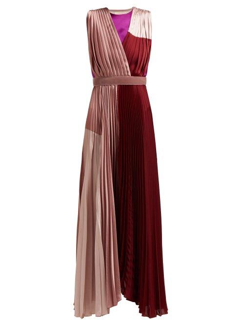 Matchesfashion.com Roksanda - Kimora Pleated Satin Gown - Womens - Pink Multi